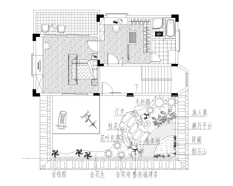 CAD布局施工图资料下载-21套屋顶花园施工图（2）含室内CAD布局