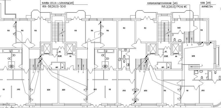 某高层住宅电气施工图-电话电视平面图