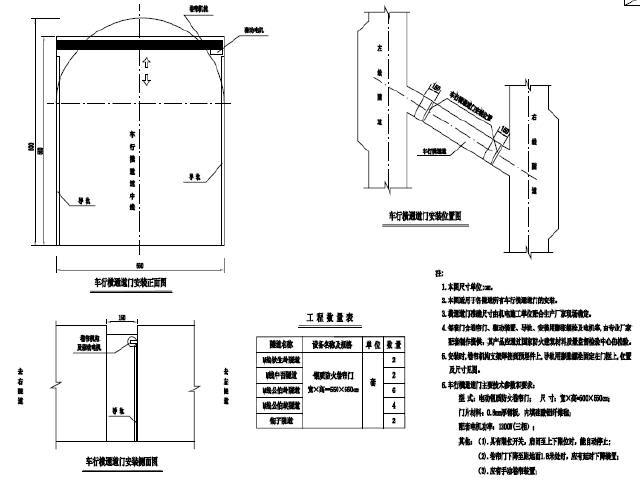 [青海]四车道高速公路新奥法隧道土建及机电工程设计图465张CAD-车行横通进门安装示意图