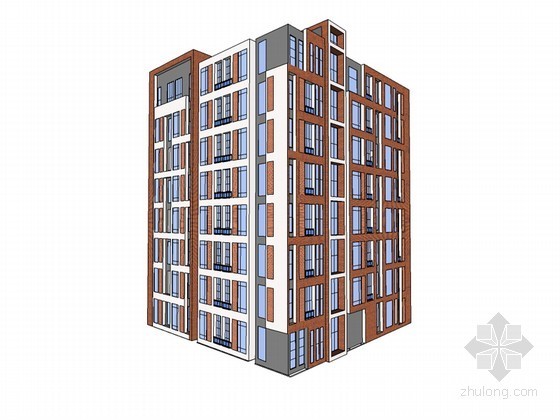 高层公寓交通核资料下载-小高层公寓SketchUp模型下载