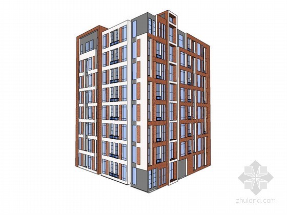 公寓模型su资料下载-小高层公寓SketchUp模型下载