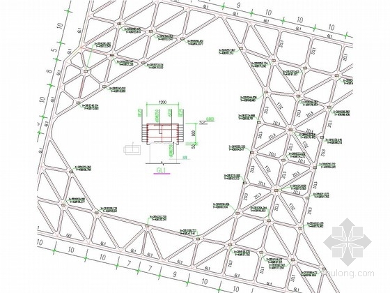 [福建]桩撑支护和土钉墙基坑支护施工图(附计算书)-支撑梁及立柱放样图 