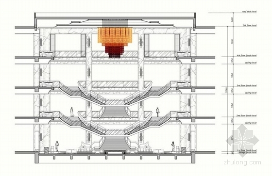 [江苏]高档酒店局部室内设计概念方案（英文版）大堂休廊立面图