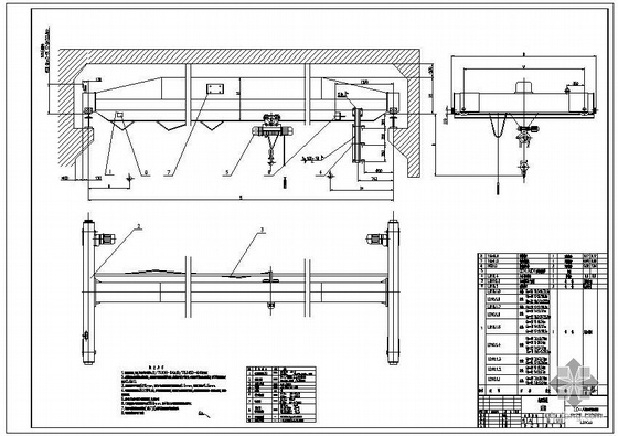 单梁起重机模型资料下载-某电动单粱起重机结构设计图