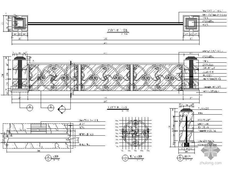 汉白玉栏杆设计图资料下载-酒店栏杆扶手详图
