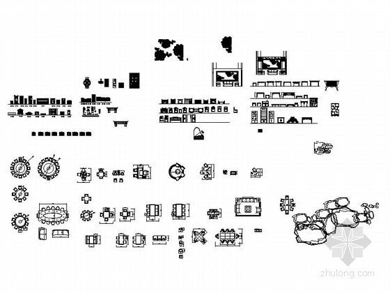 中式古典家具CAD图块资料下载-中式古典家具平立面CAD模块