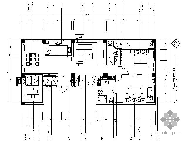 复式三室两厅一卫40平资料下载-[杭州]现代三室两厅施工图（含效果）