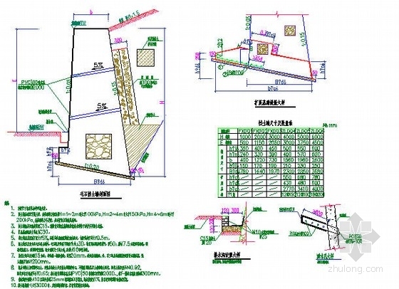 地基剖面大样资料下载-某悬臂式挡土墙基础搅拌桩地基处理设计图