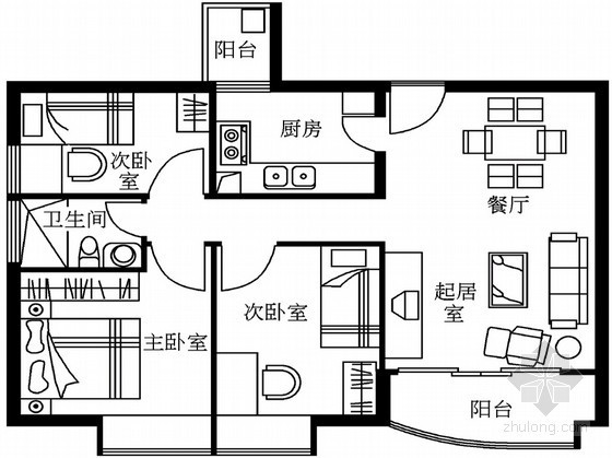 130平方商墅户型图资料下载-85～90平方米畅销住宅户型图
