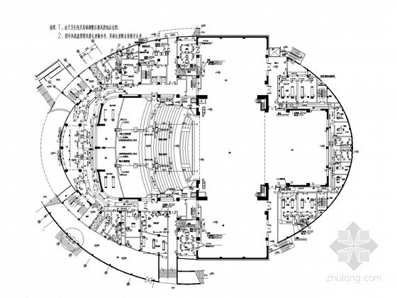 剧院建筑cad资料下载-[陕西]剧场剧院建筑空调通风系统设计施工图（座椅送风 顶回风）