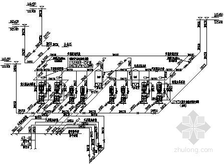 商业楼泵房大样图-天面泵房接管系统图 