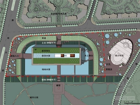儿童教育戏剧艺术中心资料下载-[广东]低碳节能生态文化艺术中心景观设计方案（附建筑设计方案）