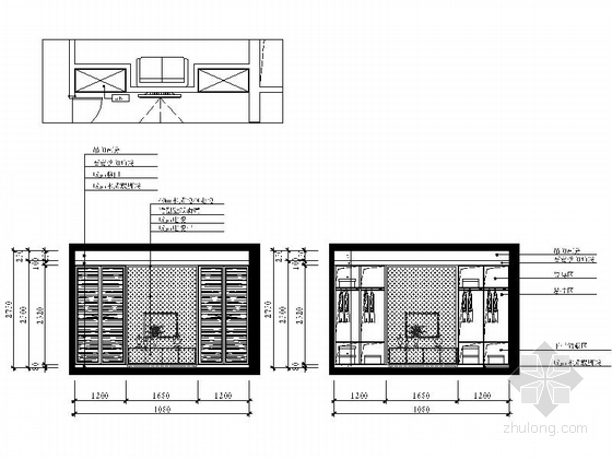 [江苏]都市后花园典雅新中式风格两居室装修施工图（含效果）次卧立面图