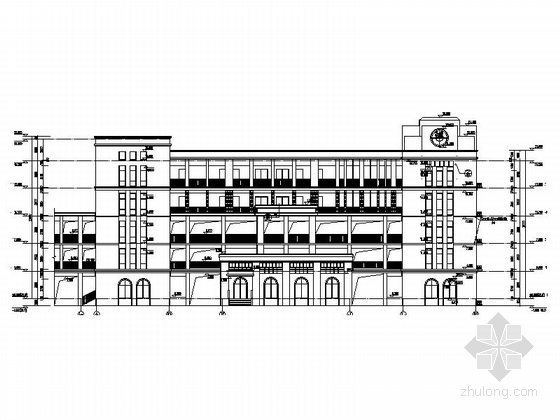 [浙江]现代风格高层大学校园规划设计方案施工图(含效果图)-现代风格高层大学校园规划设计立面图