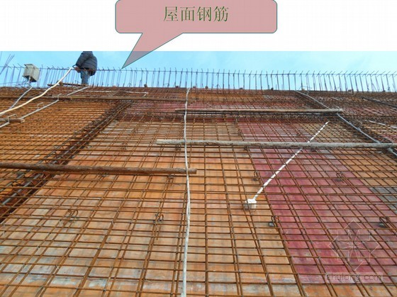 [浙江]拆迁安置区工程主体工程质量验收汇报(56页)-屋面钢筋施工 