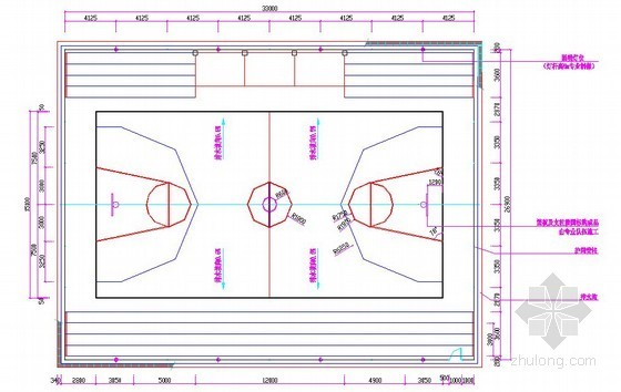 地面硬化dwg资料下载-篮球场施工详图