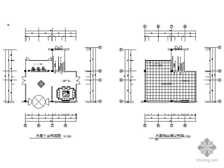 游泳大堂平面CAD图资料下载-某公司办公楼大堂平面图