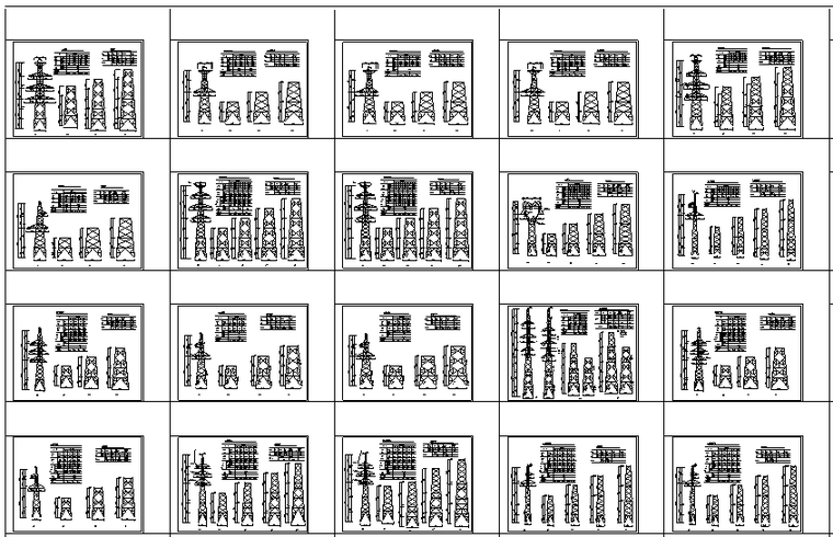 仿古四合院cad全套图纸资料下载-电力设计院35~110kV铁塔cad图集电力电气dwg图纸