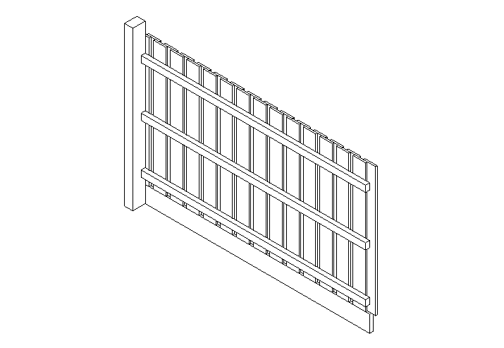 BIM族库-建筑-场地建模族-栏杆（rfa，共123个）-木格栅围栏