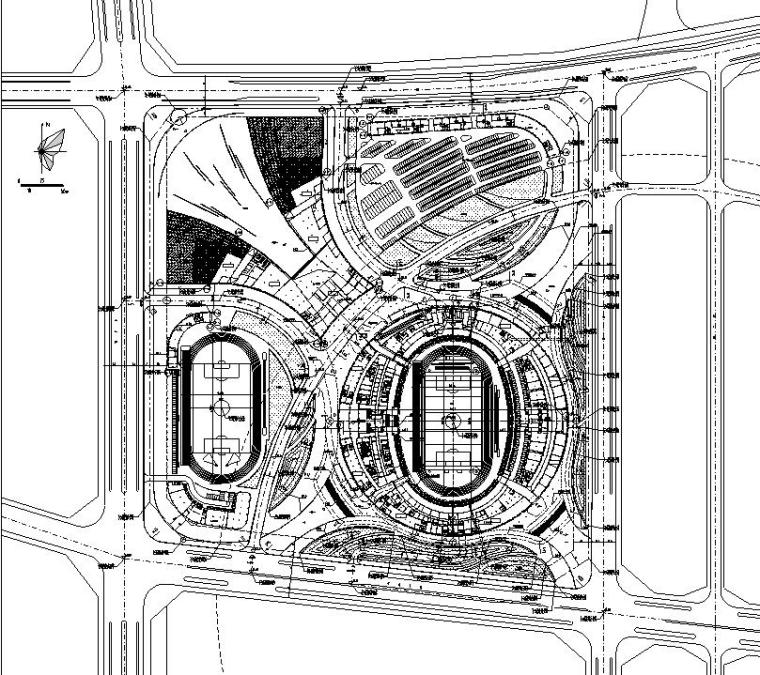 [海南]海口体育场项目全套建筑施工图（最新+168张CAD）-总平面图