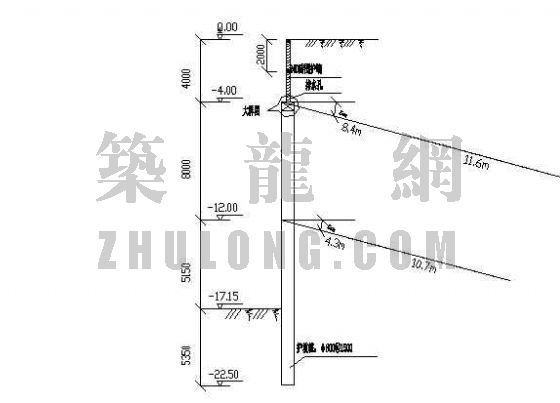 景观节点平面图剖面图资料下载-基坑桩锚支护剖面图2