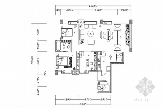 400平居室施工图纸资料下载-中式两居室室内装修施工图（含效果图）