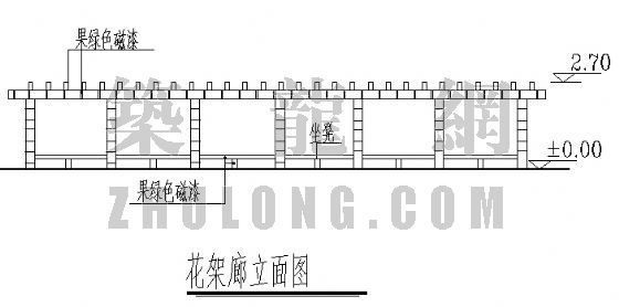 竹文化景观施工图资料下载-双臂仿竹花架施工图