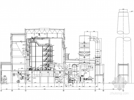 锅炉房脱硫塔大样图-锅炉房剖面 