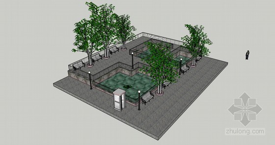 鲁格区瓦尔森公园资料下载-公园休息区SketchUp模型下载