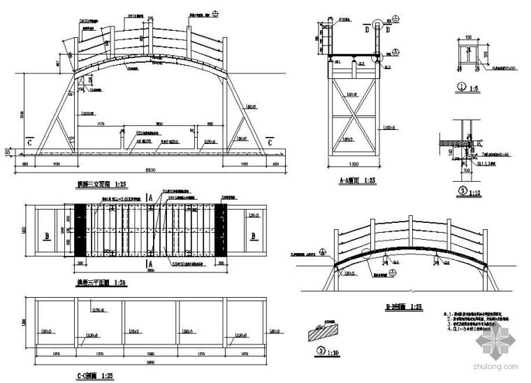木构桥景观桥设计施工图资料下载-某景观广场施工设计套图及桥汀套图