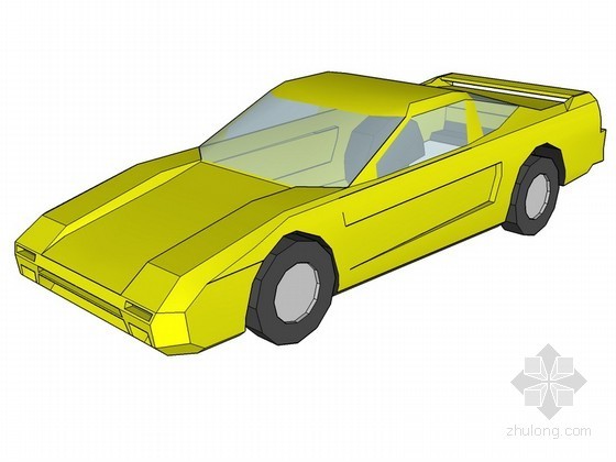 Sketchup模型材质资料下载-黄色跑车SketchUp模型