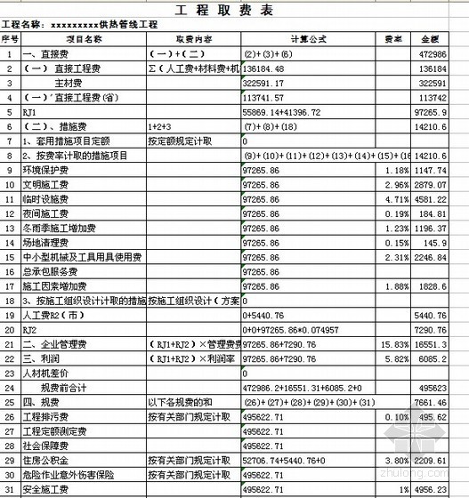 供热管线设计资料下载-山东某供热管线工程预算书（2011）