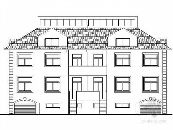 CAD三层中式双拼别墅资料下载-某三层欧式双拼别墅建筑扩初图