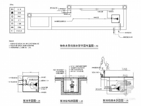 校区中心公园水池景墙施工图-水池景墙施工图 