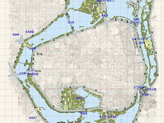 芜湖总体规划图资料下载-[芜湖]县城环河景观带总体规划设计