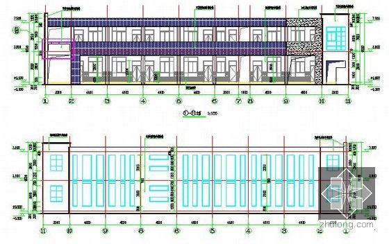 [安徽]幼儿园教学楼建筑安装工程量清单计价实例(含施工图纸)-立面图