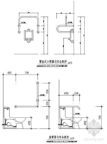 无障碍图块CAD资料下载-无障碍卫生间设施大样