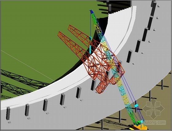 [西藏]文体中心体育场工程钢结构施工方案（空间桁架体系）-顺次向两侧进行吊装 