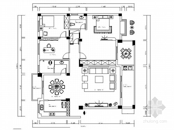 橱柜厨房设计CAD施工图资料下载-时尚现代三室两厅室内装修施工图