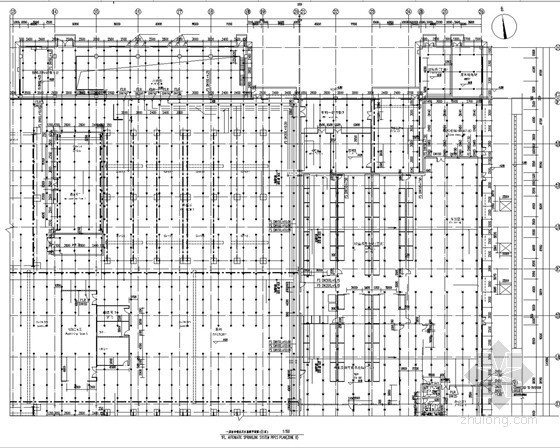[湖南]知名工业厂房建设项目给排水施工图纸-一层自动喷水灭火系统平面图 