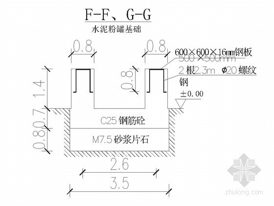 水泥粉罐基础资料下载-WCB-500稳定土厂拌设备基础图