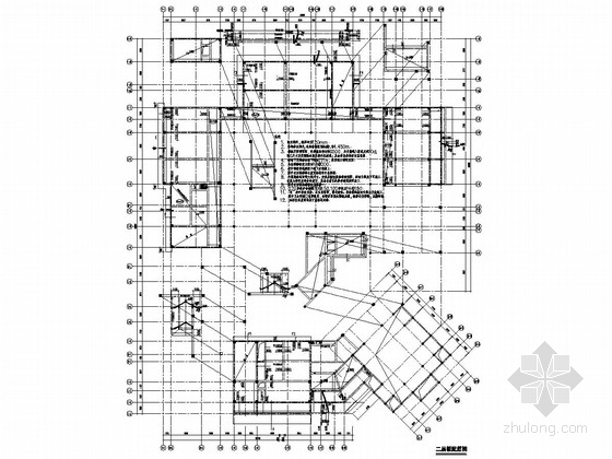 [上海]地上三层框架结构办公楼结构施工图-二层板配筋图 