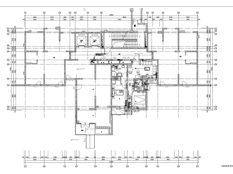 多栋高层住宅楼及商业配套公建暖通施工图设计-7#楼首层暖通风管平面图