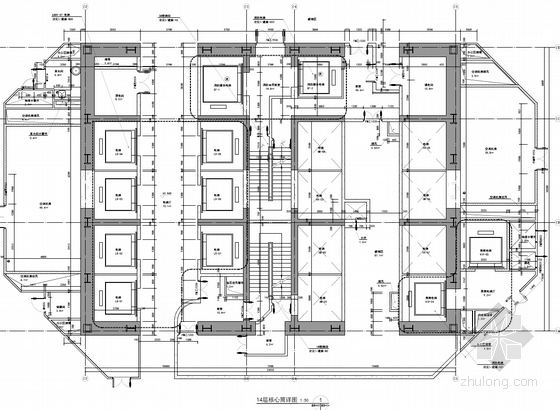 [北京]CBD核心商务区金融中心办公塔楼建筑设计施工图（44层 220米高）-金融中心办公塔楼各层平面图