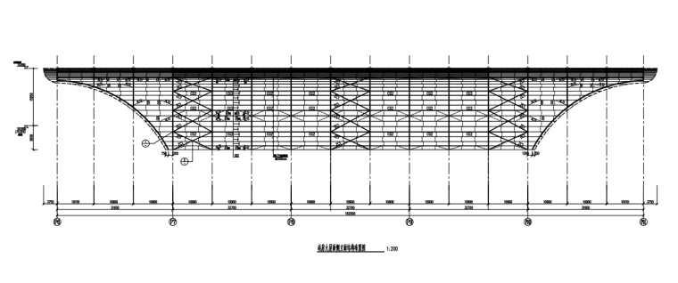 深圳东站雨棚结构施工图（CAD、13张）-侧立面结构布置图