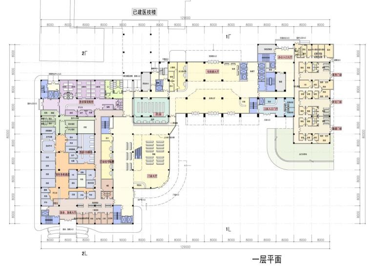 [四川]某现代风格人民医院建筑设计文本-一层平面图