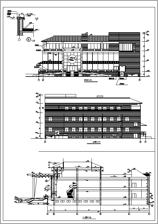 利安达多层办公综合楼施工图CAD-利安达多层综合办公楼建筑设计立面图2