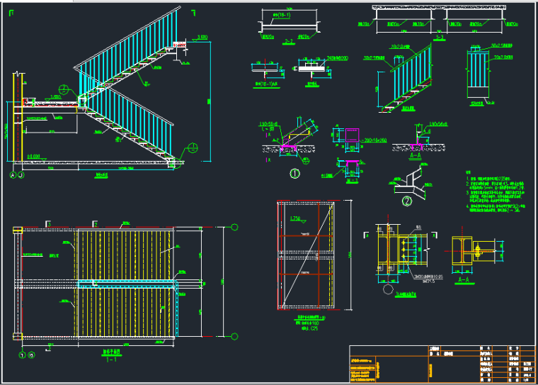 钢楼梯设计CAD资料下载-钢结构直跑楼梯节点构造详建筑设计图