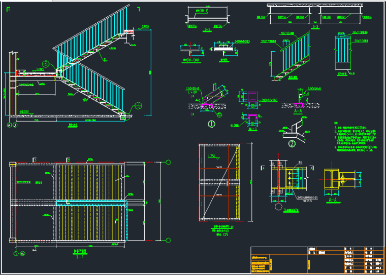 钢结构楼梯图纸详图资料下载-钢结构直跑楼梯节点构造详建筑设计图