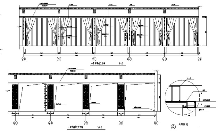 某二层中式餐厅室内装修设计CAD图纸（28张）-一层中餐厅立面图